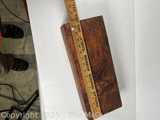 Wood box of tools: cold steel chisels and punches