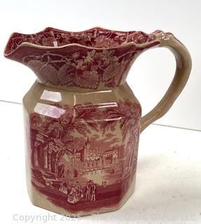 VINTAGE MASON'S IRONSTONE CHINA MADE IN ENGLAND RED VISTA PITCHER JUG 6 1/2"T