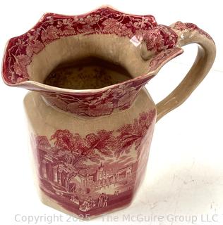 VINTAGE MASON'S IRONSTONE CHINA MADE IN ENGLAND RED VISTA PITCHER JUG 6 1/2"T