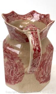 VINTAGE MASON'S IRONSTONE CHINA MADE IN ENGLAND RED VISTA PITCHER JUG 6 1/2"T