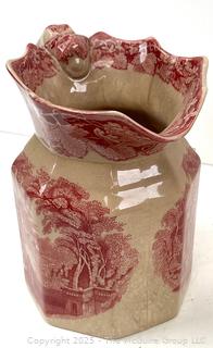 VINTAGE MASON'S IRONSTONE CHINA MADE IN ENGLAND RED VISTA PITCHER JUG 6 1/2"T