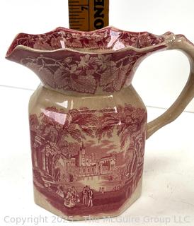 VINTAGE MASON'S IRONSTONE CHINA MADE IN ENGLAND RED VISTA PITCHER JUG 6 1/2"T