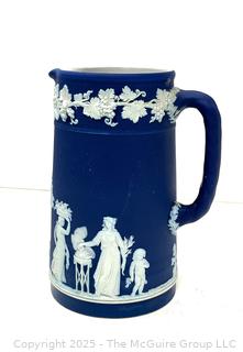 WEDGWOOD England Dark Blue Jasper Dip Jug PITCHER Tankard 5 3/8"T