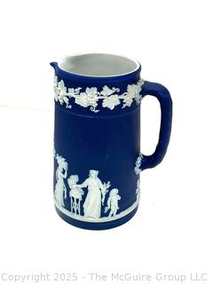 WEDGWOOD England Dark Blue Jasper Dip Jug PITCHER Tankard 5 3/8"T