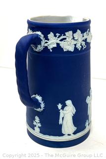 WEDGWOOD England Dark Blue Jasper Dip Jug PITCHER Tankard 5 3/8"T