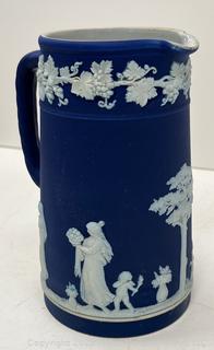 WEDGWOOD England Dark Blue Jasper Dip Jug PITCHER Tankard 5 3/8"T