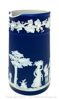 WEDGWOOD England Dark Blue Jasper Dip Jug PITCHER Tankard 5 3/8"T
