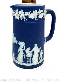 WEDGWOOD England Dark Blue Jasper Dip Jug PITCHER Tankard 5 3/8"T