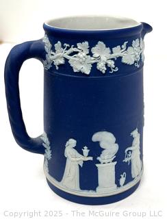 WEDGWOOD England Dark Blue Jasper Dip Jug PITCHER Tankard 5 3/8"T