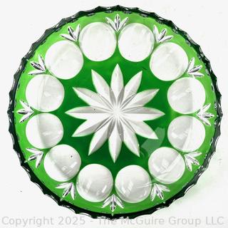 12"D Emerald Green Cut Crystal Bowl - NACHTMANN (Germany)