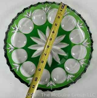 12"D Emerald Green Cut Crystal Bowl - NACHTMANN (Germany)