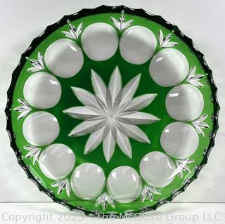 12"D Emerald Green Cut Crystal Bowl - NACHTMANN (Germany)