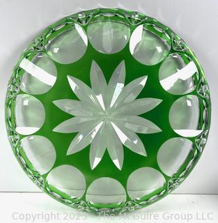 12"D Emerald Green Cut Crystal Bowl - NACHTMANN (Germany)