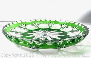 12"D Emerald Green Cut Crystal Bowl - NACHTMANN (Germany)