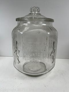 Planters Mr. Peanut Green Glass Jar Pennant Salted Peanuts 5₵ 12” Tall Vintage