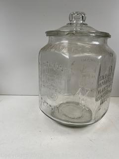 Planters Mr. Peanut Green Glass Jar Pennant Salted Peanuts 5₵ 12” Tall Vintage