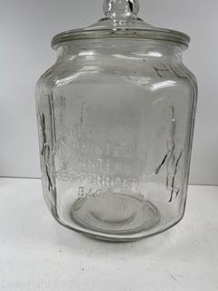 Planters Mr. Peanut Green Glass Jar Pennant Salted Peanuts 5₵ 12” Tall Vintage