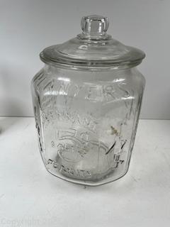 Planters Mr. Peanut Green Glass Jar Pennant Salted Peanuts 5₵ 12” Tall Vintage