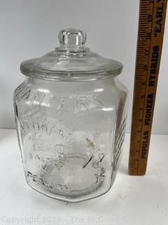 Planters Mr. Peanut Green Glass Jar Pennant Salted Peanuts 5₵ 12” Tall Vintage