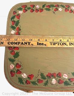 Vintage Wood & Wicker Double Handle Picnic Basket With Wood Pie Trivet Riser