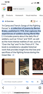 1918 In Camp and Trench: Songs of the Fighting Forces (Braley)