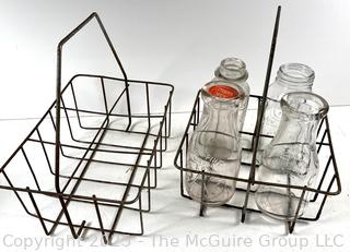Two (2) Wire Bottle Carriers: with four bottles