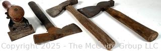 Three (3) Hand axes and Stanley No. 82 hand scraper