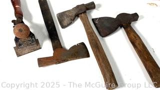 Three (3) Hand axes and Stanley No. 82 hand scraper
