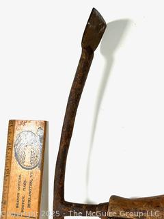 Hardware/Tools: Metal tape ruler; wood ruler; odd hand tool; brass door lock plates