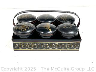 Farmhouse Toleware Spice Tin Box with 6 Spice Tins