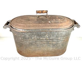 1870's metal washing tub with lid