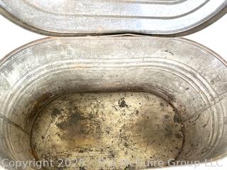 1870's metal washing tub with lid
