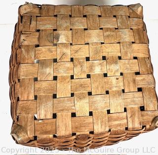 Woven Wood Splint Basket. Measures 11 x 15 x 9"T