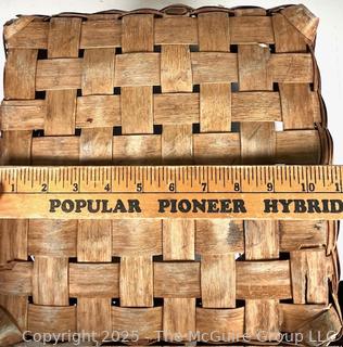 Woven Wood Splint Basket. Measures 11 x 15 x 9"T