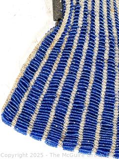 Art Deco Blue Glass Bead Scalloped Handbag