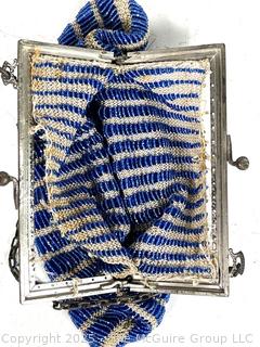 Art Deco Blue Glass Bead Scalloped Handbag