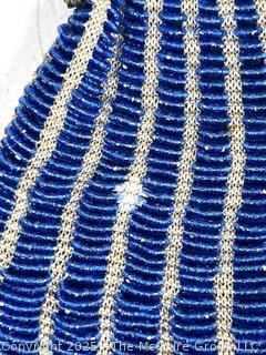 Art Deco Blue Glass Bead Scalloped Handbag