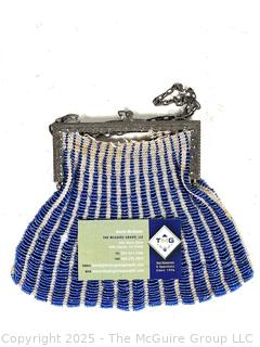 Art Deco Blue Glass Bead Scalloped Handbag