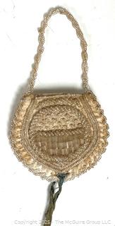 Victorian White Satin Beaded Handbag