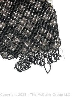 Victorian Black & Silver Glass Beaded Handbag 