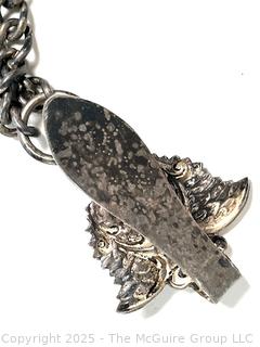 Victorian Steel Bead Fringe Handbag with Chatelaine Belt Clip 