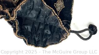 Black Silk Velvet Sequin Drawstring Handbag