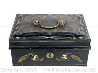 Toleware Tin Covered Container w/ Handle
