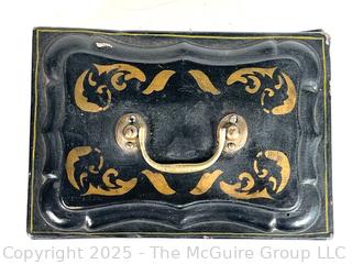 Toleware Tin Covered Container w/ Handle