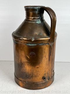 Copper Milk Can Historically Used for Transporting Milk.  