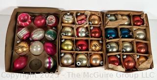 Three dozen vintage mercury glass ornaments 