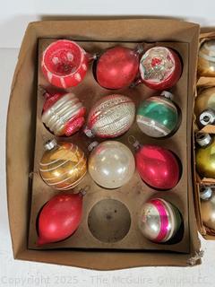 Three dozen vintage mercury glass ornaments 