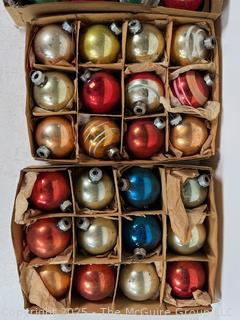 Three dozen vintage mercury glass ornaments 