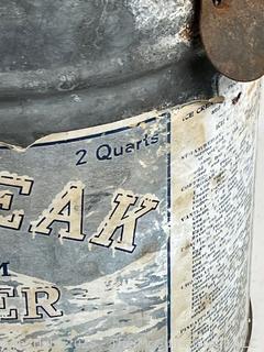 Antique galvanized metal ice cream maker by SNOW PEAK with top hand crank