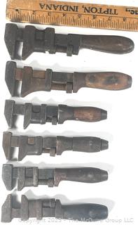 Six (6) vintage adjustable monkey wrenches various manufacturers